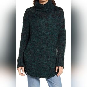 TREASURE & BOND black& green marled knit Winter Fall turtleneck‎ sweater sz M